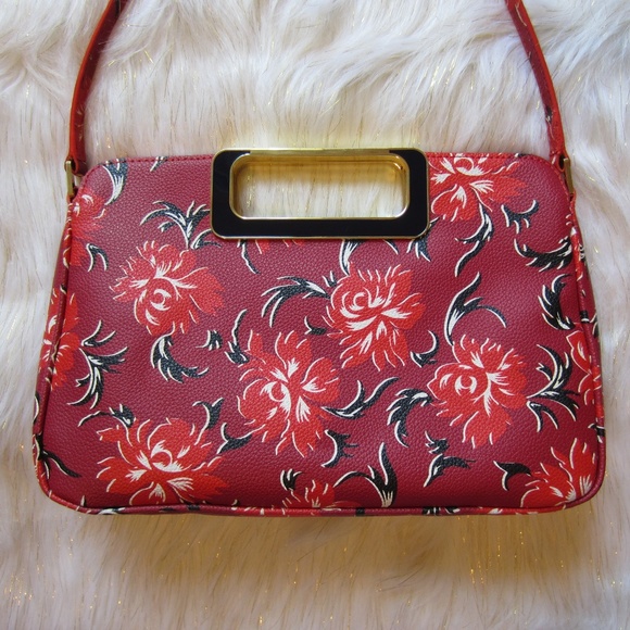 Talbot's Red Leather Floral Purse - Picture 2 of 7
